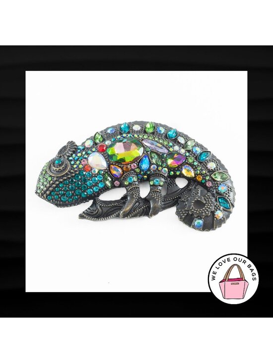 UNBRANDED Jewelry - NEW CRYSTAL RHINESTONE GECKO LIZARD METAL CHARM BROOCH PIN for BAG COAT SCARF